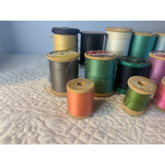 Vintage Sewing thread wood Spools set of 12 #47 - Picture 2 of 10